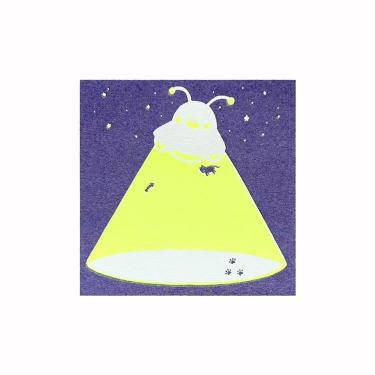 クリエイターズメモ レトロ印刷 きむらりょー 文字を吸い上げるUFO