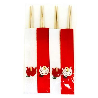 水引飾り祝箸 紅白椿 もみ紙 四膳入【ロフト限定】