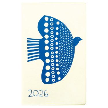 2025年10月始まり手帳 月間 B6 新書 鳥とお花 ホワイト(ホワイト