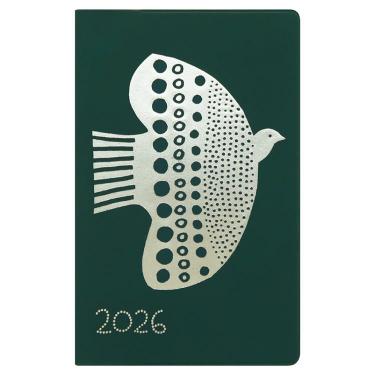2025年10月始まり手帳 月間 B6 新書 鳥とお花 グリーン