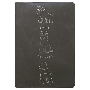2025年10月始まり手帳 月間 B6 フルカラー ラウンドシュナウザー チャコール