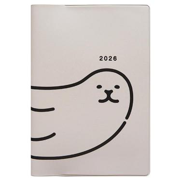 2026年4月始まり手帳 月間 B6 フルカラー アザラシ グレー