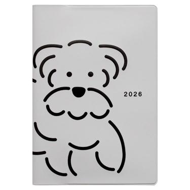 2026年4月始まり手帳 月間 B6 フルカラー シュナウザー グレー