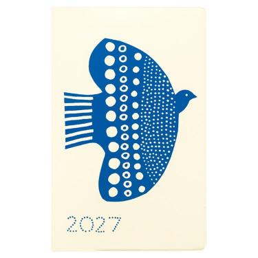 2026年10月始まり手帳 月間 新書 鳥とお花 ホワイト