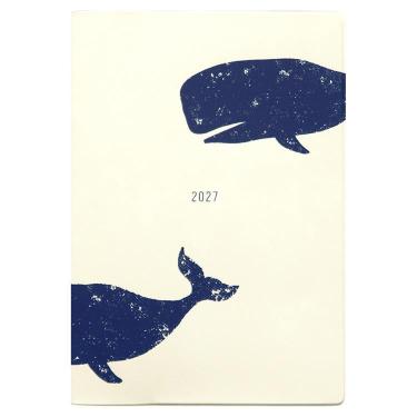 2027年1月始まり手帳 月間 B6 フルカラー アララ ホエール ホワイト ウェーブ