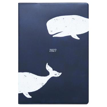 2027年1月始まり手帳 月間 B6 フルカラー アララ ホエール オーシャンブルー