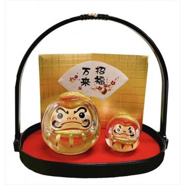 親子だるま 硝子盆飾り 金: ホーム＆キッチン | ロフトネットストア