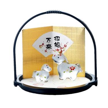 午 金彩親子 盆飾り（中/小）