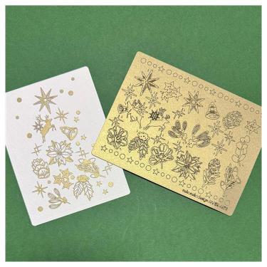 クリスマス切り絵シール レーザーカット シャンパンゴールド