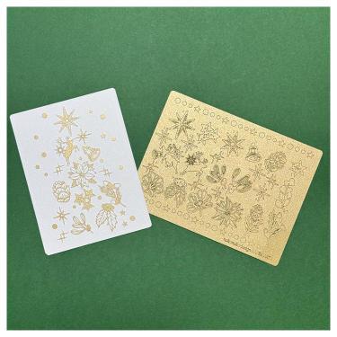 クリスマス切り絵シール レーザーカット マットゴールド