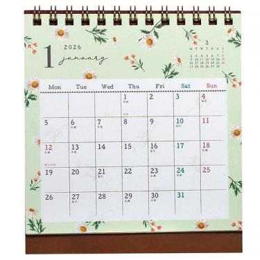 2026年1月始まりカレンダー 卓上 フラワー