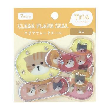 クリアフレークシール トリオ ネコ
