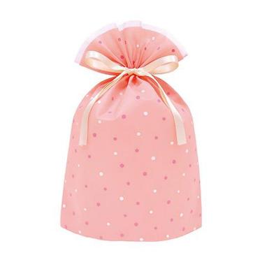 ギフトバッグ M ドット サーモンピンク
