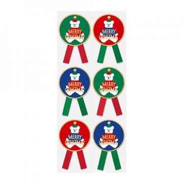 クリスマス リボンシール テディベア ミックス