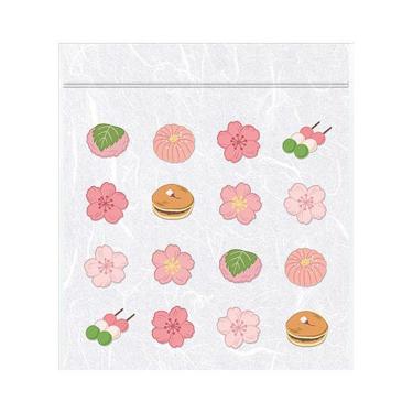 春柄 小物袋 S 桜と和菓子 白