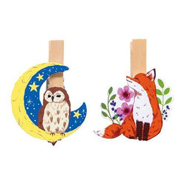 オーナメントクリップ フクロウとキツネ
