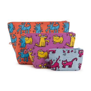 BAGGU × Keith Haring コラボ 3Dジップポーチセット（3点） 新品】バグゥ BAGGU 3D ジップセット ポーチ 3点 キースヘ