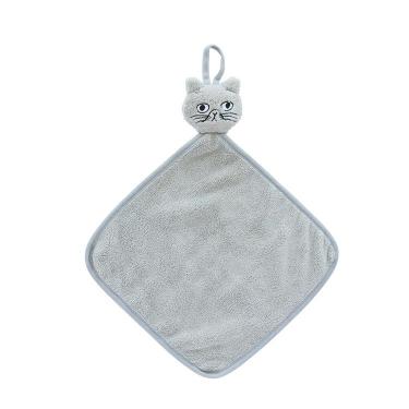 CatFace タオル 25×25cm ライトグレー