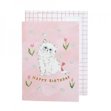 バースデーカード 利光春華 チューリップキャット