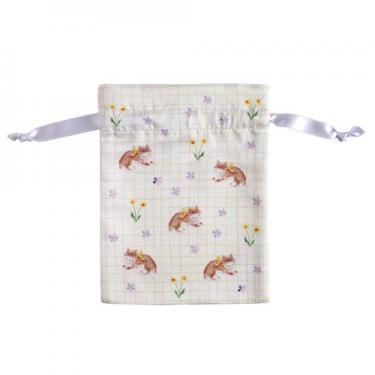 サテン巾着 利光春華 イエローリボンキャット