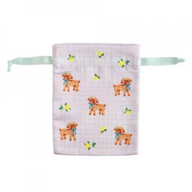 サテン巾着 利光春華 ブルーリボンドッグ