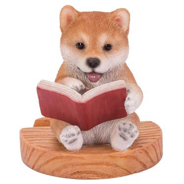 本を見る柴犬のスマホスタンド