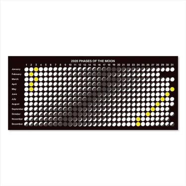 2026年1月始まり ポストカード ムーンカレンダー 満ち欠け・よこ