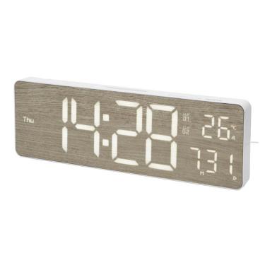 LED Wi-Fiクロック カミーノ ホワイト/ウッド