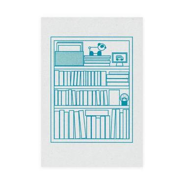 クリエイターポストカード ラフトラックブックストア スノードームのある本棚