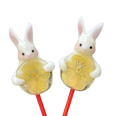 ODOLL POP あめ細工 うさぎ花抱っこビオラ黄色