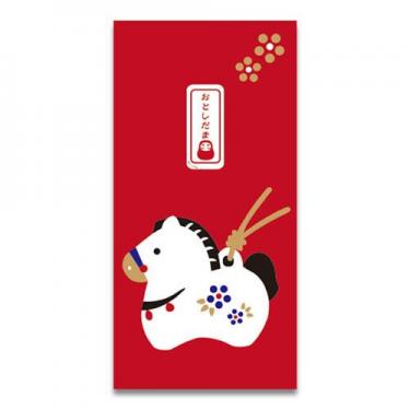 年賀のし袋 おみくじ付き 土鈴うま 赤 2枚入り