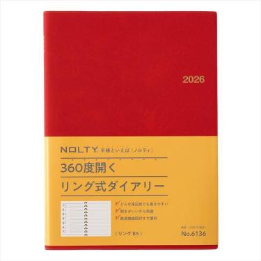 2026年1月始まり手帳 週間レフト B5 NOLTY リング レッド