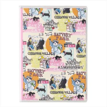 2026年1月始まり手帳 月間 A6 ペイジェム マンハッタナーズ ダウンタウン猫歩き