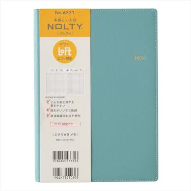 2026年1月始まり手帳 週間ブロック A5 NOLTY エクリメモ ターコイズ【ロフト限定】