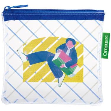 キャンパス クリアミニポーチ 50周年記念 グレー×ブルー