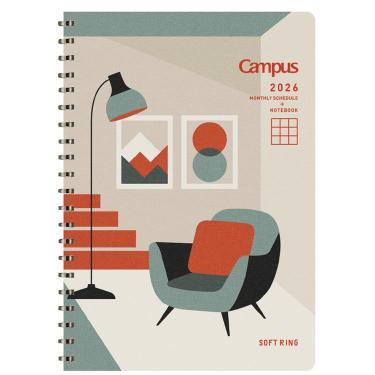 2025年12月始まり手帳 月間 B6 ソフトリング インテリア