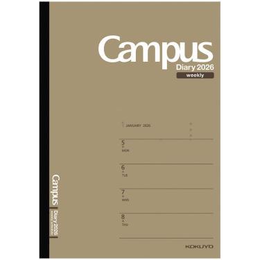 2026年1月始まり 週間レフト A5 キャンパスダイアリー 茶