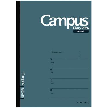 2026年1月始まり 週間レフト A5 キャンパスダイアリー ダークグリーン