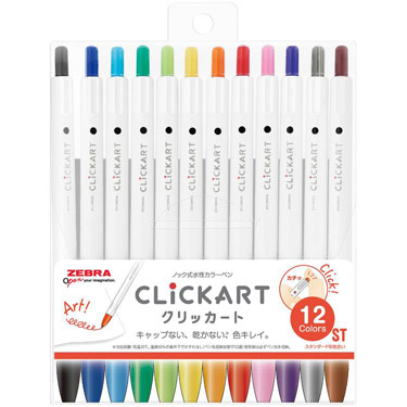 クリッカート ノック式水性カラーペン スタンダードカラー 12 クリッカート ノック式水性カラーペン スタンダードカラー 12