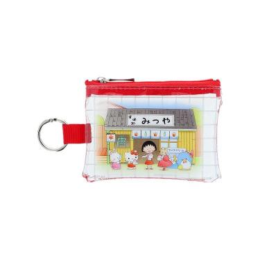 ミニクリアポーチ ちびまる子ちゃん×サンリオキャラクターズ レッド