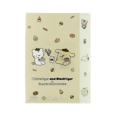 ダイカットクリアファイル ホワイトタイガーとブラックタイガー×サンリオキャラクターズ ベージュ
