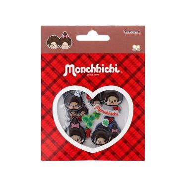 ぷっくりシール モンチッチ 赤チェック