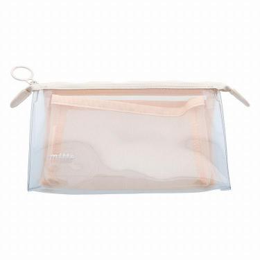 mitte クリアポーチ メッシュ マチ ミルキーベージュ