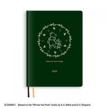 2025年12月始まり手帳 週間レフト B6 1週間+方眼 ディズニー E6211 グリーン