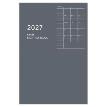 2027年1月始まり手帳 月間 A6 アポイント グレー E8146