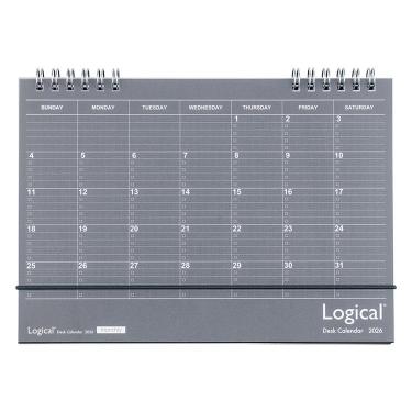 2026年1月始まりカレンダー 卓上 A5 ロジカル Wリングタイプ ブラック