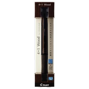4+1ウッド 多機能ペン（4色+シャープペン） 0.7mm ブラック