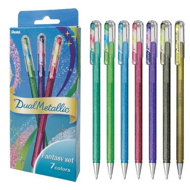 デュアルメタリック ボールペン 1.0mm ゲルインク ファンタジー7色セット