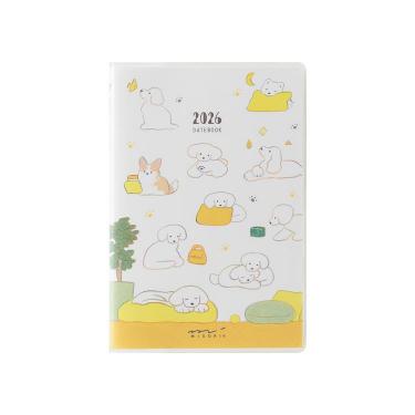 2026年1月始まり 月間 B7 ポケットダイアリー ミニ イヌ柄(イヌ
