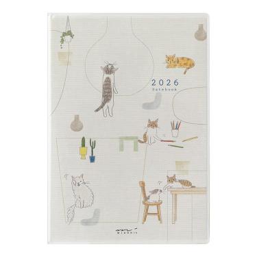2026年1月始まり 週間レフト B6 ポケットダイアリー ネコ柄(ネコ